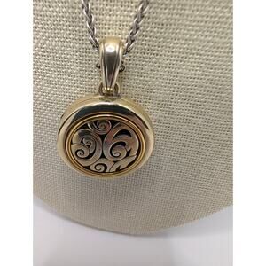 Brighton Intrigue Heart Locket Necklace 18" Silver Tone Swirl Design reversible